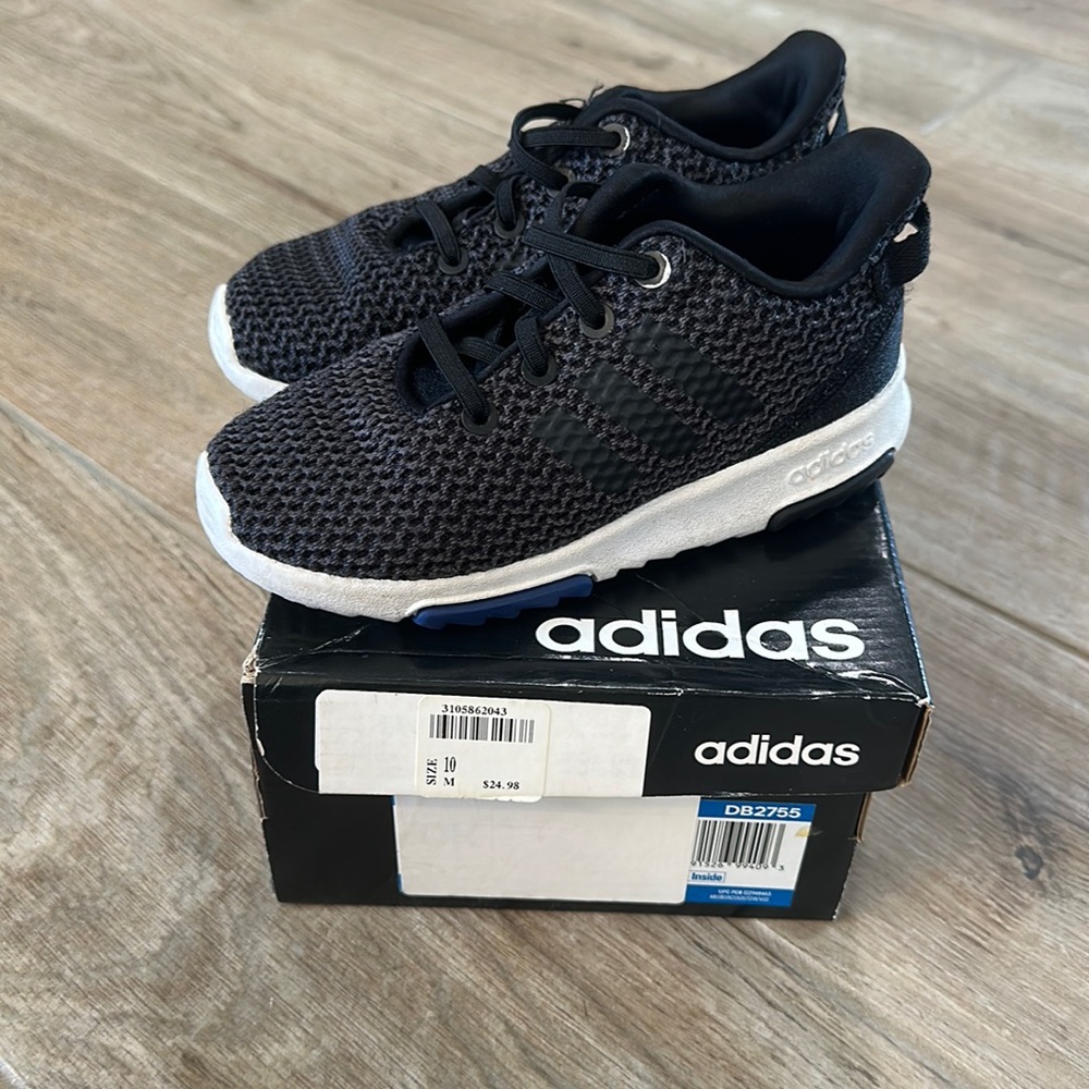 adidas Racer TR21 Baby/Toddler Shoes size 10 black and white